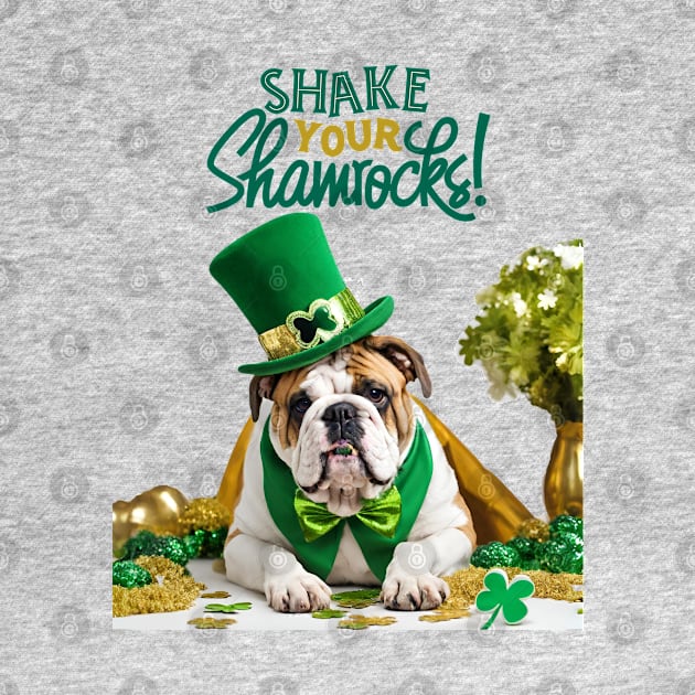 Happy St. Patrick's Day English Bulldog by Doodle and Things